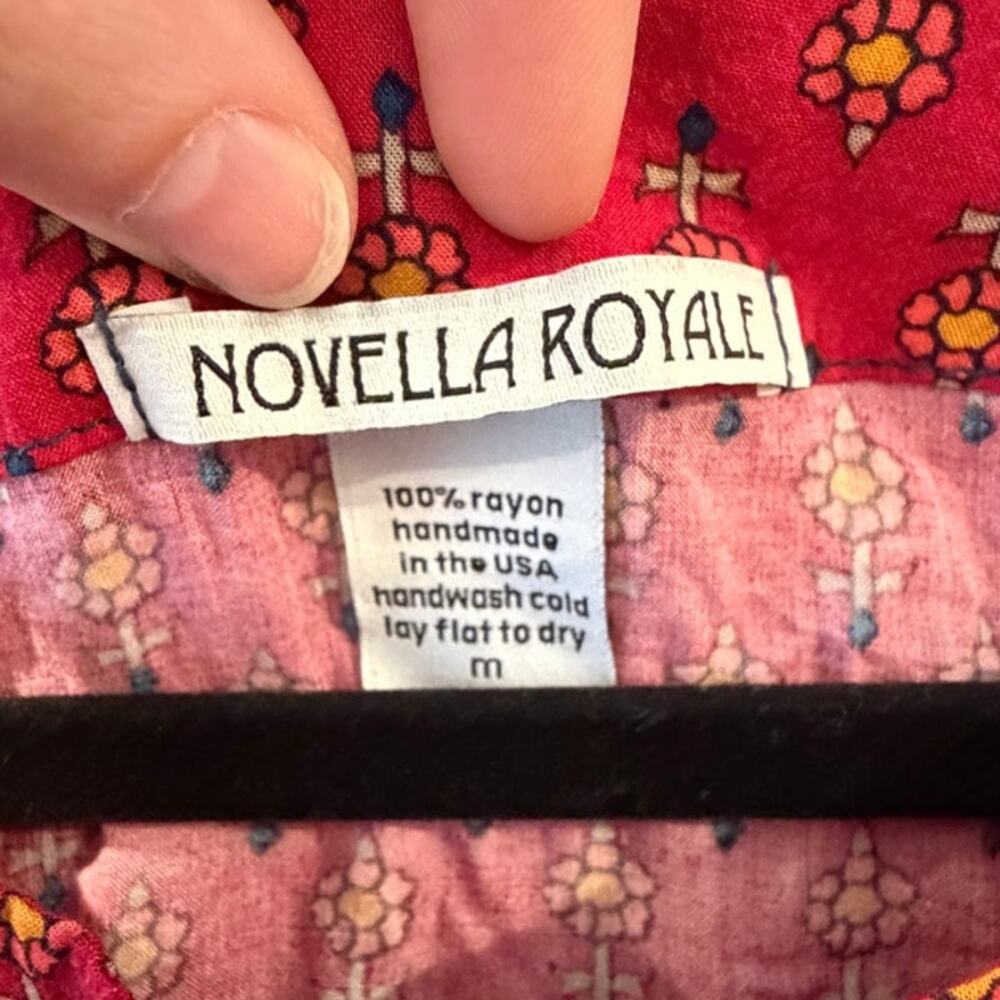Novella Royale T Shirt Dress/ Tunic 100% Rayon Womens Medium Patchwork Boho - Picture 3 of 4